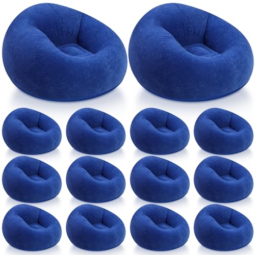 Image of Realspring Inflatable Bean Bag Chairs Outdoor Blow up Camping Chairs Inflatable Lazy Sofa Folding Portable Bean Bag Loungers Couch for Movie Night(Dark Blue,12 Pcs)