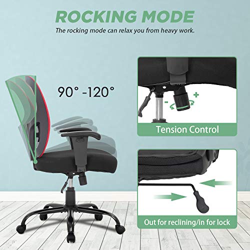 Big And Tall Office Chair 400Lbs Desk Chair Mesh Computer Chair With Lumbar Support Wide Seat Adjust Arms Rolling Swivel High Back Task Executive Ergonomic Chair For Home Office (Red) #TOP3