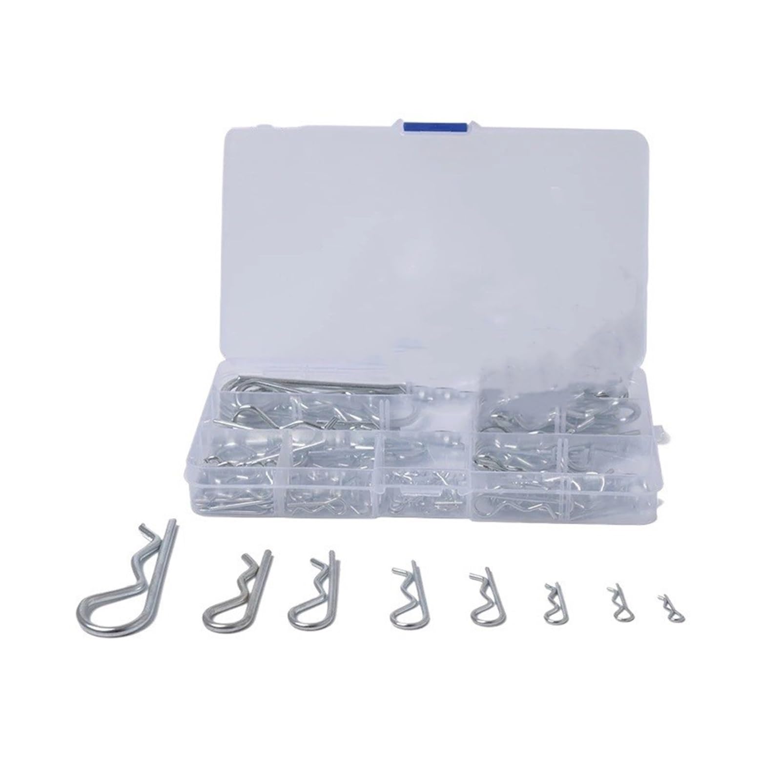 100/125 Stück Hochleistungs-Kohlenstoffstahl verzinkter R-Kupplungsstift Traktor-Clip-Splint for Automechaniker-Garagen-Werkstätten (Size : 125Pcs)