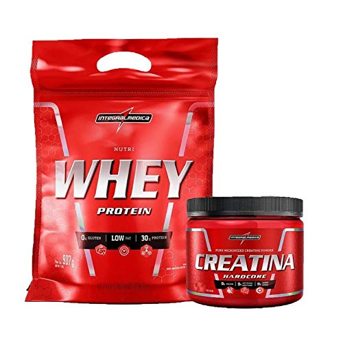 Kit Nutri Whey 900g Morango Refil + Creatina 150g - Integralmedica
