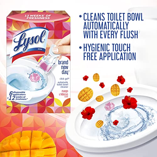 Image of Lysol Click Gel Automatic Toilet Bowl Cleaner, Gel Toilet Bowl Cleaner, For Cleaning and Refreshing - Mango & Hibiscus, 6 applicators (Pack of 4, 24 Count Total)