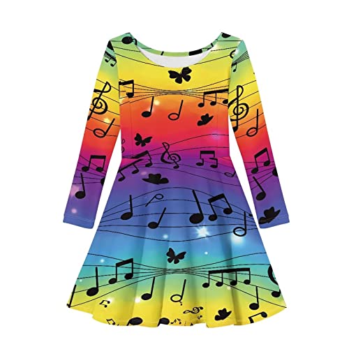 Girls Dress Size 2-14 Long Sleeve Dresses A-Line Twirly Skater Dress