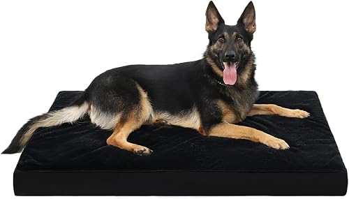 KSIIA Orthopedic Dog Bed for Extra Large Dogs with Waterproof, Black, 47x29