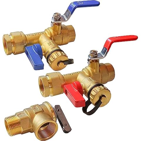 LIULO TOOL 3/4 Inch IPS Isolator Tankless Water Heater Service Valve Kit, with Pressure Relief Valve, Clean Brass Cover