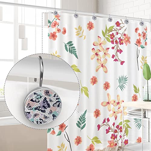 Crochets rideau de douche papillon pour une salle de bain rétro