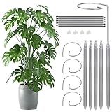 5 Pack Extendable Metal Plant Stakes, 7IN to 24.5IN Adjustable Monstera Plant Supports with Cable Tie Indoor Outdoor Plant Holder Sticks for Monstera Orchids Tomatoes Vines