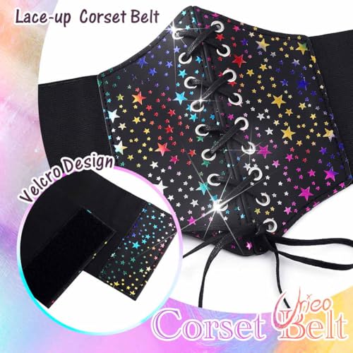 Urieo Lace-up Butterfly Corset Belt Stretchy Tied Waspie Belts Wide Elastic Halloween Dress Cincher Waist Belt for Women3