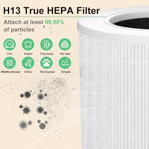 Todfut 2 Stück Core Mini Filter Ersatzfilter Kompatibel mit LEVOIT Luftreiniger Core Mini-RF, H13 True Hepa Filter, 3-in-1 HEPA-Filter Hocheffiziente Aktivkohle