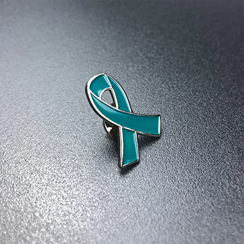 50pcs Teal Ribbon Awareness Pins Cervical Ovarian Cancer Awareness Products Pin2