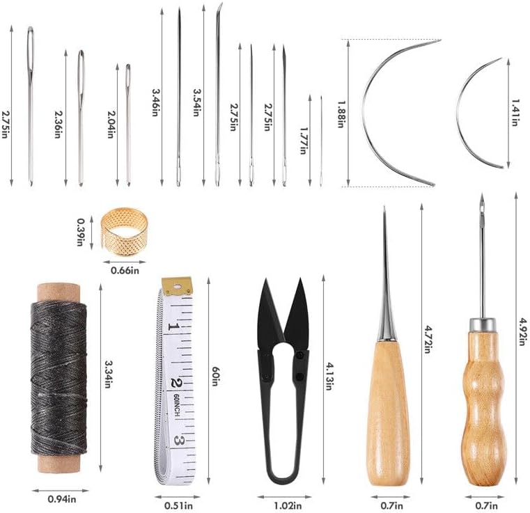 28pcs Leather Sewing Awl Thread Kit with Waxed Thread Manual Speedy Stitcher Tool，Leather Sewing Tools for DIY Leather Craft Leather Upholstery Repair Kit