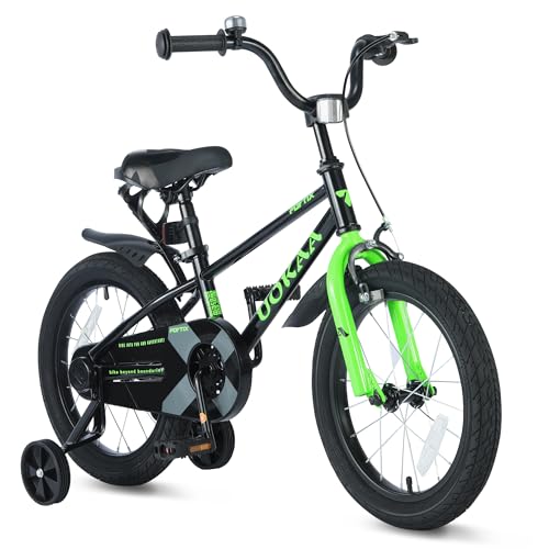 UOKAA Kids Bike 14 Inch for Boys & Girls Ages 3-5 Kids Bicycle with Training Wheels Hand & Foot Brake Adjustable Seat High-Carbon Steel Frame Easy to Ride Beginner Bike
