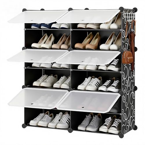 DUMOS Shoe Rack Organizer, 6-Tier Shoe Storage Cabinet with Door,...
