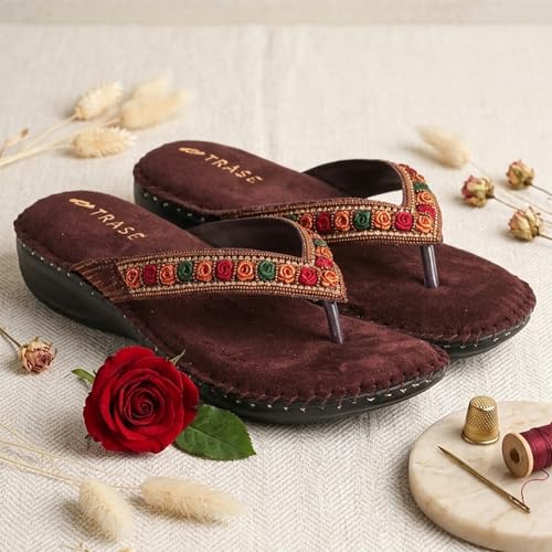 Image of TRASE Orthopedic Comfortable Footwear for Women | Stylish V Strap Chappal with Soft Cushioned Footbed | Perfect Slippers for Woman Daily Use