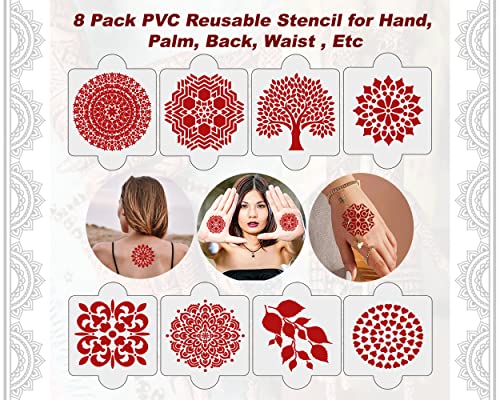 Ivana's Set of 20 Pcs Combo Pack, Reusable Mehandi Hand Henna Tattoo Stencil for Women, Girls and Kids Easy to Use in Just 4 Steps, D-2017 - Image 3