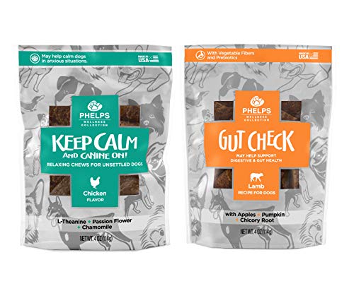 Phelps Wellness Collection Keep Calm & Canine On and Gut Check Digestive & Gut Health Dog Treats Variety Pack 4.5 oz