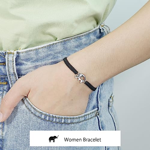J.Endéar Elephant Bracelet for Women Bracelet 925 Sterling Silver, Original Handmade Bracelet String Adjustable Good Luck Amulet Gift3