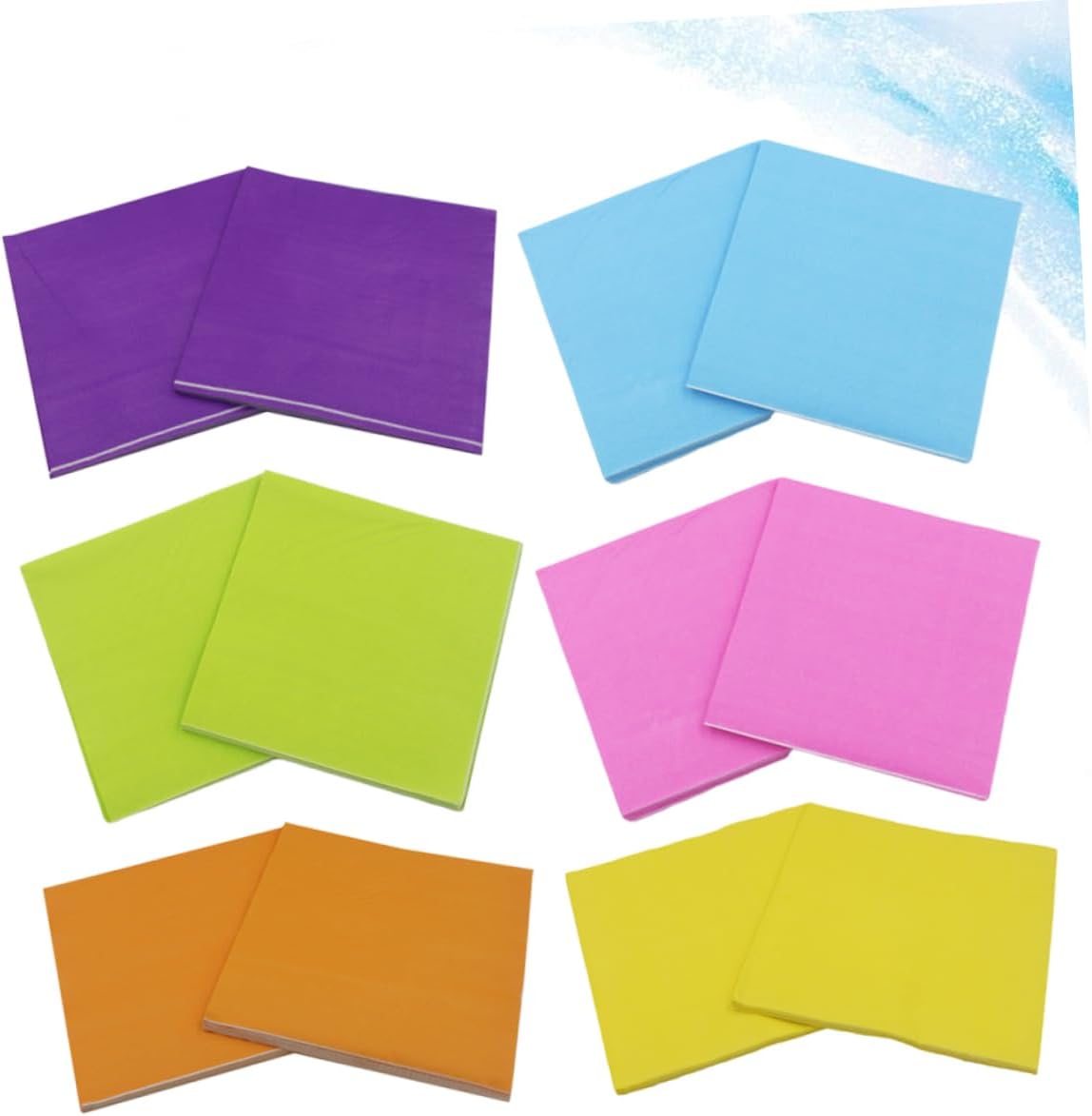 6packs Solid Napkins Highly Absorbent Creative Tissue Paper for Parties and Gatherings Includes Rosy Yellow and Green Per Pack
