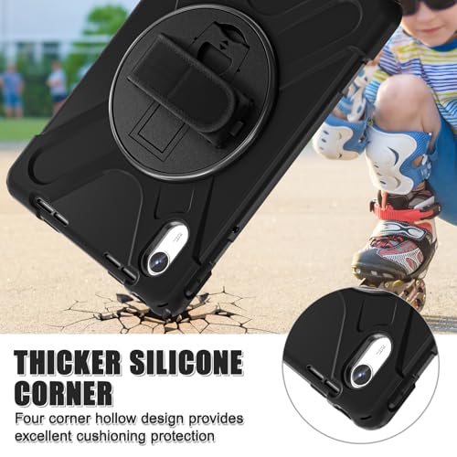 Image of ProElite Cover for Motorola Pad 60 Neo 11 inch 2025 Cover Case, Rugged 3 Layer Armor case Cover for Motorola Pad 60 Neo 11 inch with Hand Grip & Rotating Kickstand with Shoulder Strap, Black