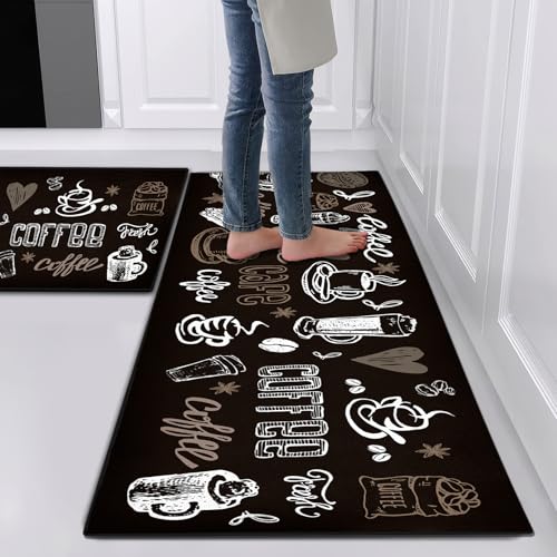 Hoimlm Lot de 2 tapis de cuisine antidérapants et lavables, anti-fatigue, pour décoration de la maison, bureau debout (style B, 43 x 75 + 43 x 150 cm)