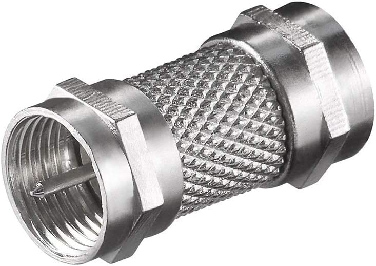 CABLEPELADO Adaptador F Macho a F Rápido | Adaptador Tipo F Macho a Macho | Conector Satélite Antena Macho | Apto Cables Coaxiales RG59 y RG6 | Recto | Zinc | 1 Unidad
