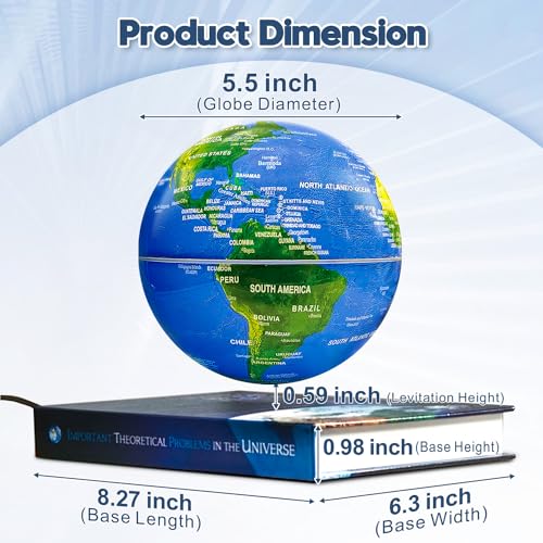 Image of Flagest Magnetic Levitation Floating Globe With Rotating Book Base - Desk Bookshelf Showcase Decoration for Home, Office, Classroom, Shop - Gradient Night Light Color - Birthday