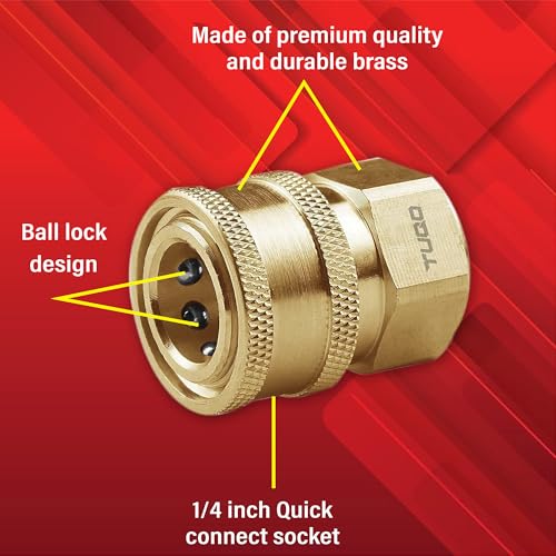 Image of TUQO Quick Connector Coupler /Adaptor,Brass made, suitable to connect accessories to the Pressure Washer /Foam Lance, Quick Nozzle, Under Carriage Clearer Attachment, etc. (Pack of 2) (1 /4 inch) - SV09