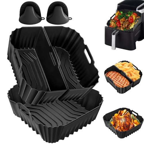 Silikonform Heißluftfritteuse für Ninja AF180EU 6 2L 5 Stück Airfryer Silikonform für Ninja AF140EU 4 7L mit Silikon Ofenhandschuhe Verdicken Wiederverwendba BPA-frei