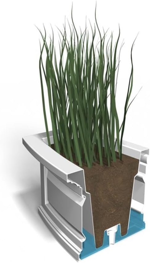 Pemberly Row 3ft Weatherproof Plastic Window Box, Black Finish, UV-Resistant Polyethylene Resin, Built-in Water Reservoir, Double Wall Design, 36 in Planter for Outdoor Garden or Patio Use