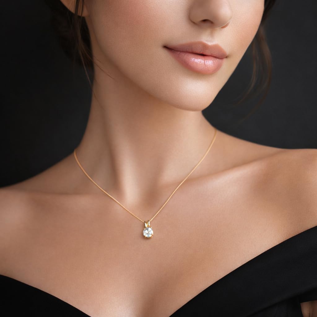 Mariell Cubic Zirconia Crystal Pendant Necklace for Women, 2 Carat 8mm CZ, for Brides, Wedding, Mother's Day Jewelry Gift - Image 6