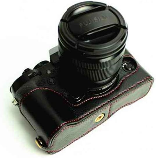 XT1 Case, BolinUS Handmade Genuine Real Leather Half Camera Case Bag Cover for Fujifilm Fuji X-T1 XT1 Opening Version + Hand Strap -Black