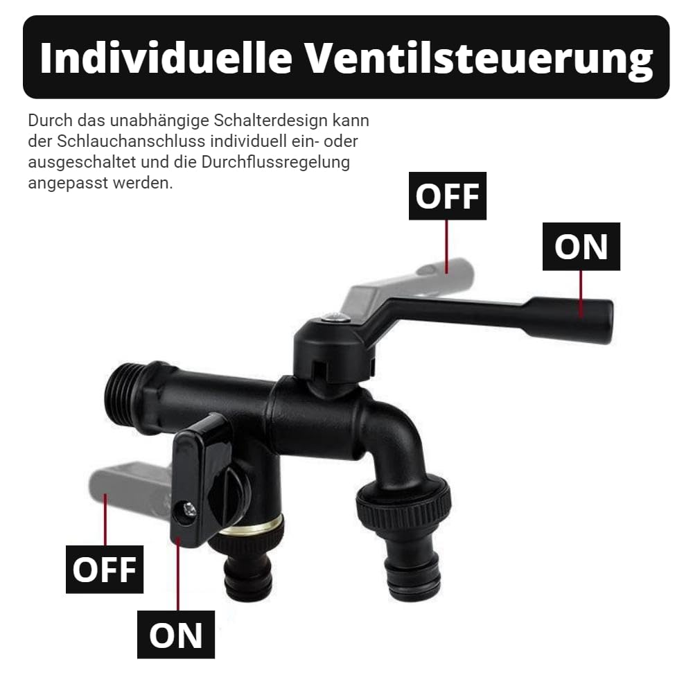 Grifo Lavadora Doble Grifo Doble Para Jardín De Latón Salidas De 3/4