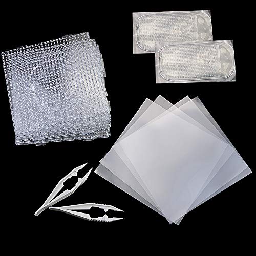 Sc0Nni 4 Sets 5Mm Fuse Bead Board Clear Plastic Pegboards With Sticky Bead Mat For Kids Diy Craft Beads (Square) #TOP2