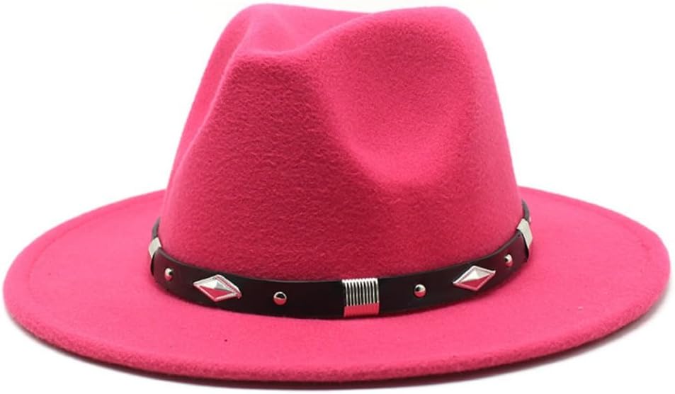 Classic Wide Brim Wool Fedora Hat, Black with Decorative Band