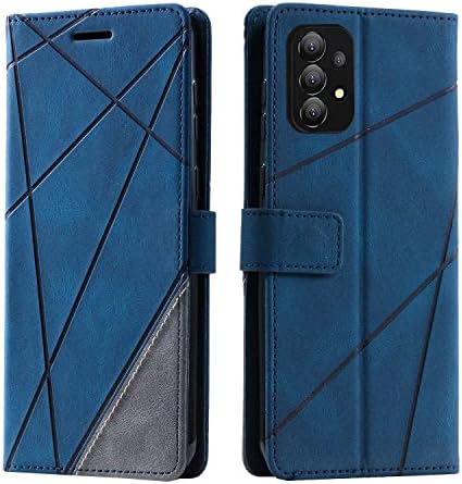 Samsung Galaxy A13 Case 6.6-Inch, Shockproof Premium Leather Stand Notebook Wallet Phone Case Flip Folio TPU Bumper Magnetic Protective Cover for Samsung A13 4G with Card Holder Photo Slots, Blue