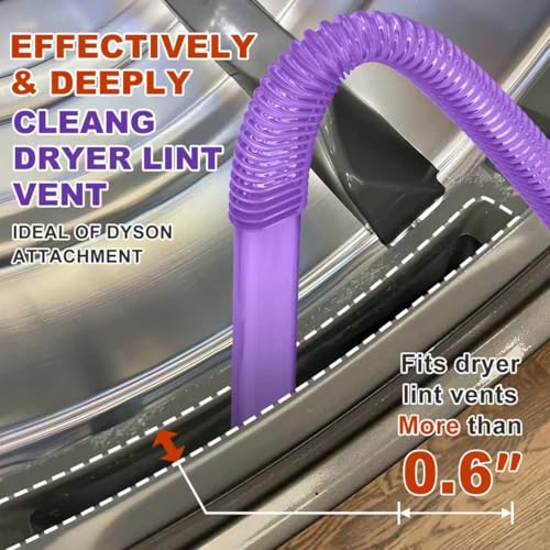 Image of Sealegend Dryer Lint Vacuum Attachment Hose Compatible with Dyson V15 V12 V11 V10 V8 V7 Gen5 Cordless Vacuum Cleaner, Flexible Dryer Vent Cleaner Kit Lint Removal Tool Purple | Multi-use Vacuum Hose Compatible with Dyson V15 V12 V11 V10 V8 V7 Gen5 Cordless Vacuum Cleaner,Flexible Lint Removal Hose