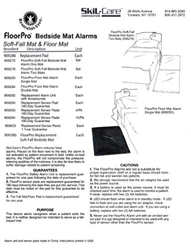 Skil-Care Repl. Alarm Sensor Pad for Bedside/Floor Mat Alarm, 20x30,180 Days # 909290 - 20"x30", each