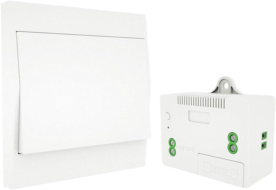 MOES Mini Wireless Light Switch Kit, No Wiring No Battery Easy Installing, Outdoor Remote Control Up to 200M (1 RF Switch and 1 Recevier)