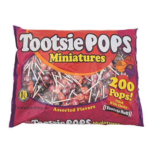 Miniature Tootsie Roll Pops - 200 Pops Filled with Chewy Tootsie Roll - 18 Different Flavors - Candy & Bulk Candy 2.25 lbs