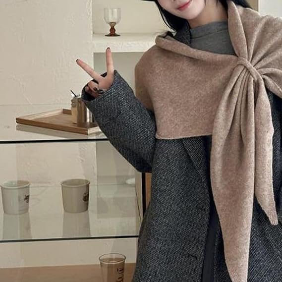 Murou Fashion Shawl, Womens Solid Color Shawl With Loop Closure, Pashmina Triangle ShawlScarf Wraps Cardigan Cape3