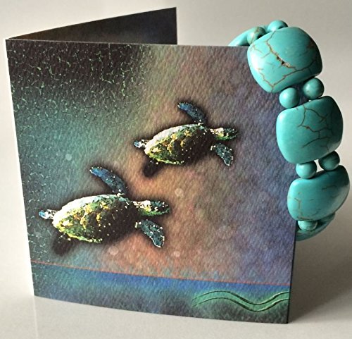 Smiling Wisdom - Friendship Bracelet With Keepsake Greeting Card Gift Sets - Teenage Women (Turquoise Turtle Back) #TOP4