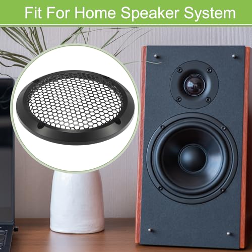 ACROPIX Universal 3.5" Car Speaker Grills Cover Mesh Round 3.5 Inch Audio Speaker Subwoofer Guard Protector Case with Mounting Screws Iron Aluminum Alloy Black - Pack of 2 by ACROPIX - Image 3