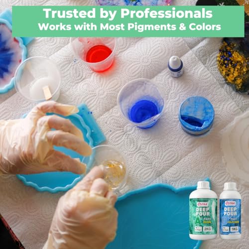 Image of Oytra Deep Pour Casting Epoxy Resin & Hardener 2:1 Ratio Crystal Clear Transparent Liquid for Wood River Table Top Large Mould Casting Preservation & DIY Art Projects High Gloss Finish (3 Kg)