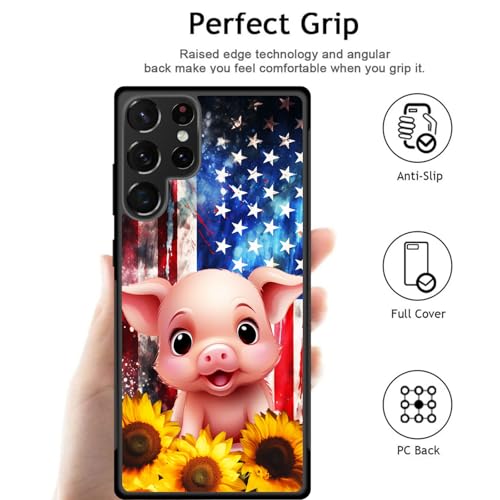ZQLPLZR for Galaxy S25 Ultra Case,Tire Anti-Skid Edges Cute Design Shockproof Bumper Full Protection Back Cover for Samsung Galaxy S25 Ultra 6.9" 2025,American Flag Sunflower Pig - image 7