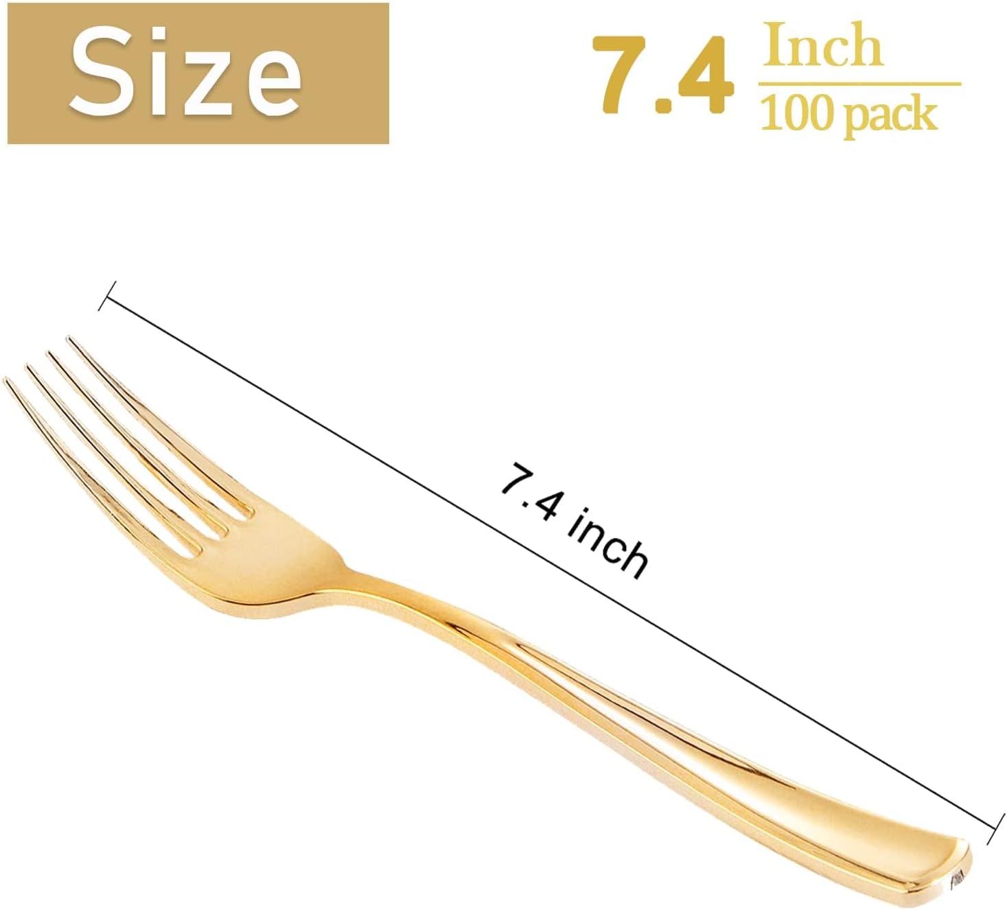 WDF 100 Pcs Gold Plastic Forks - Heavy Duty Sturdy&Durable Forks Disposable 7.4inch - Elegant Gold Forks for Dessert, Durable Plastic Cutlery for Wedding or Daily Using Baby Shower Spring image 3
