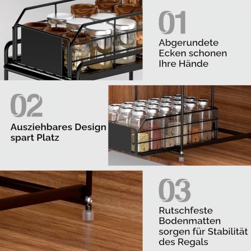 Averrex Ausziehbarer Schrank-Organizer, 2-stöckiges Gewürzregal, Schrankregal, Metall-Küchenschrank-Organizer für Küche, Badezimmer… – Ansicht 3
