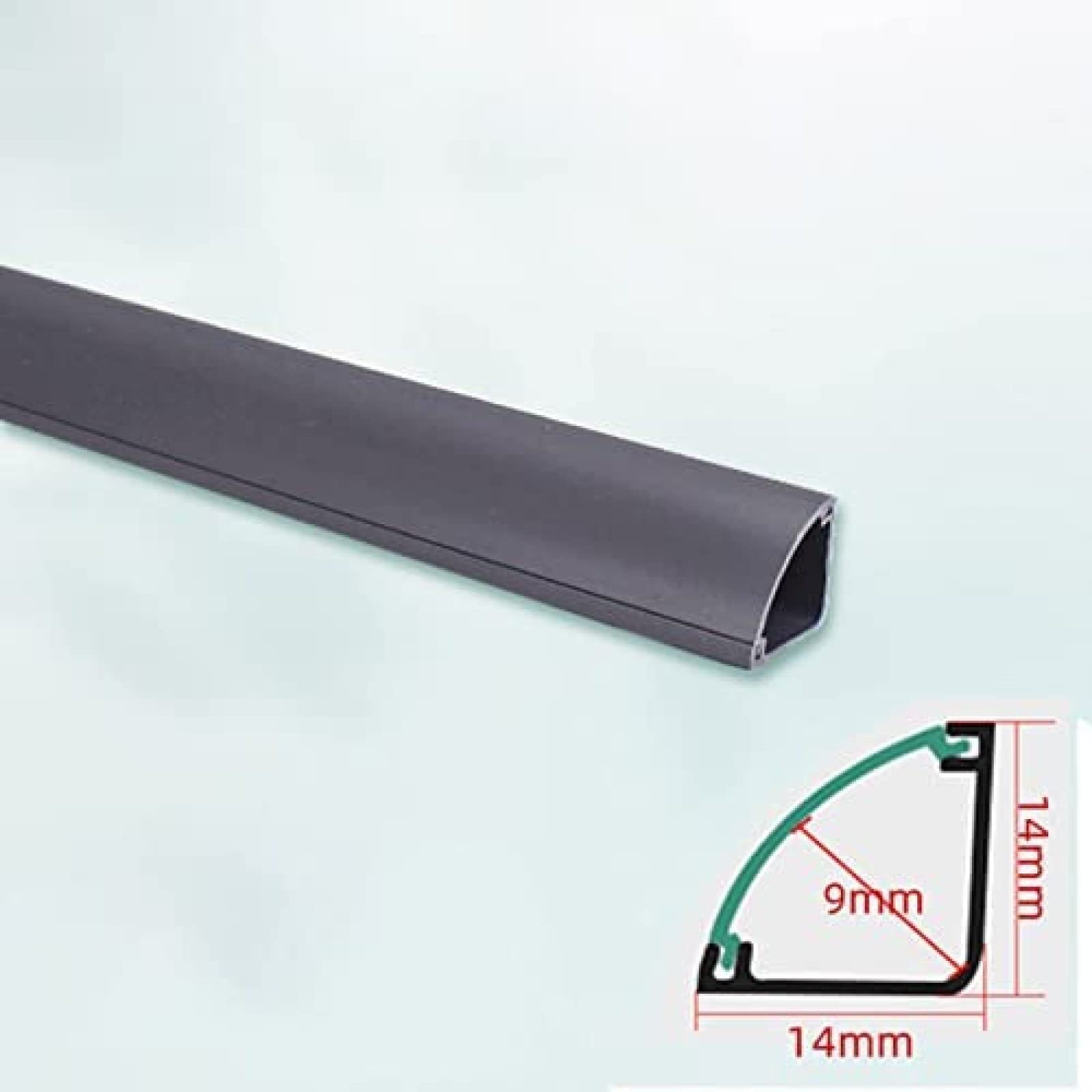 Bodenkabelkanal 2 x 1 m, dreieckiger Lichtbogen-Kabelschutz, PVC-Draht-Abdeckung, dekorativer Kabelkanal, elektrische Kabelführung, 4 Farben zur Auswahl, grau, 24 x 24 mm
