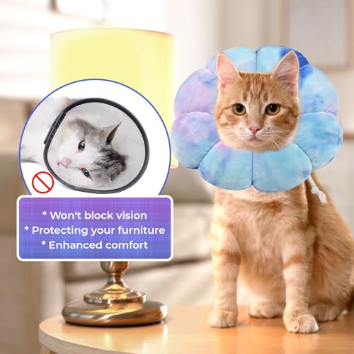 Image of Adjustable Dog Cone Collar, Soft Dog Elizabethan Collar Recovery E Collar After Surgery, Recovery E-Collar for Kittens /Puppies and Cats Recovery (Purple Blue, M)