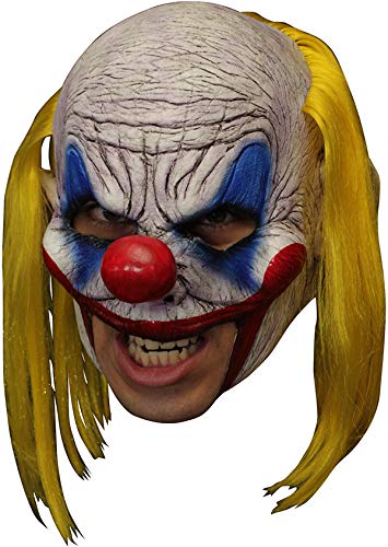 Jesters Party Deluxe Evil Clown Latex Head Mask, Chinless Design for Talking and Eating, Hand-Painted, Halloween Horror