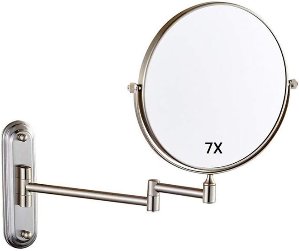 Vanity Mirror, Makeup Mirror Vanity Mirror Wall Mounted Shaving Cosmetic Mirror Extending Folding Double Sided 7X Magnification Bathroom Cosmetic Mirr (C 8 inch)