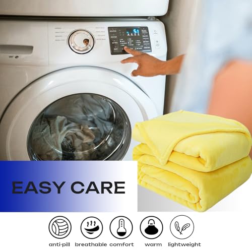 Image of JIAHANNHA Fleece Blanket Throw Size Yellow Throw Blankets for Couch Sofa Bed 300GSM,Super Soft Cozy and Luxury Bed Blanket for All Season,50 by 60 Inches